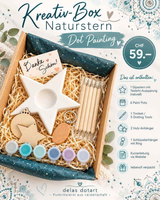 Kreativ-Box Naturstern – Dot Painting